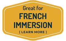 Gold badge highlighting that the Radical Reading program provides essential English phonics support for French Immersion students. Learn more link.