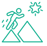Child climbing a mountain icon representing unlimited reading enrichment and progress.