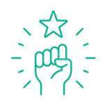 Fist holding a star icon representing built-in motivation for advanced readers.