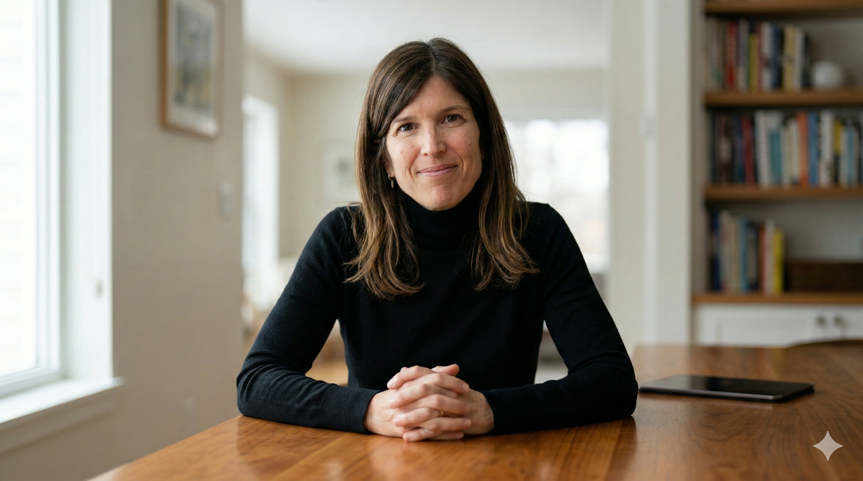 Lark Barker, Education Director for Radical Reading, sitting at the kitchen table advising on school system failures, the science of reading and Lexia Core5.