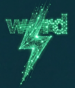 Glowing green lightning bolt striking a word, representing high-speed reading automaticity and processing speed.