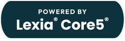 Logo of Lexia Core5 on a blue background indicating that Radical Reading System is powered by Lexia Core5 software.