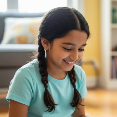 Young girl looking engaged, representing 'The Prodigy' who needs advanced reading enrichment beyond the standard curriculum.