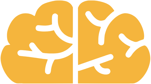 Gold radical brain logo mark signifying wiring young reading brains for maximum potentiial.