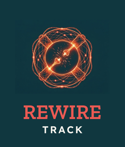 Glowing red neural pathway icon for the Rewire reading intervention track, representing the clinical process of fixing bad reading habits.