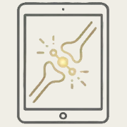 Tablet showing a brain bone, symbolizing digital nutrition through the Lexia app